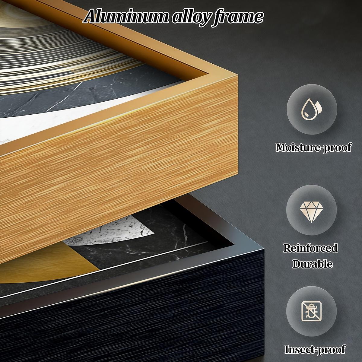 3 Counts Aluminum Alloy Framed Painting, Geometric Abstract Gold And Marble Art, Home Decoration For Living Room, Bedroom, Office, Restaurant, Hallway Wall Decor, Odorless Print Artwork, Luxury Perfect Gift For Friends And Family