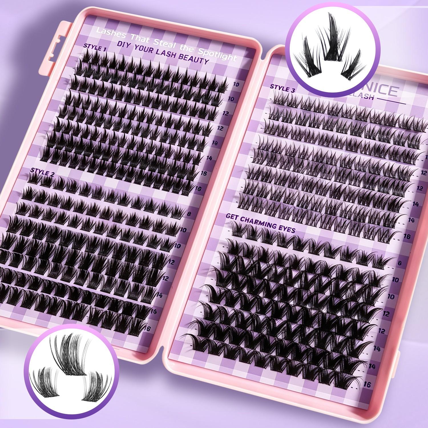 392pcs Individual Lash Clusters EyelashExtension Kit with Glue Tweezers RemoverCream CC Curl Mixed 8-16mm LargeCapacity Home DIY Beginners Friendly