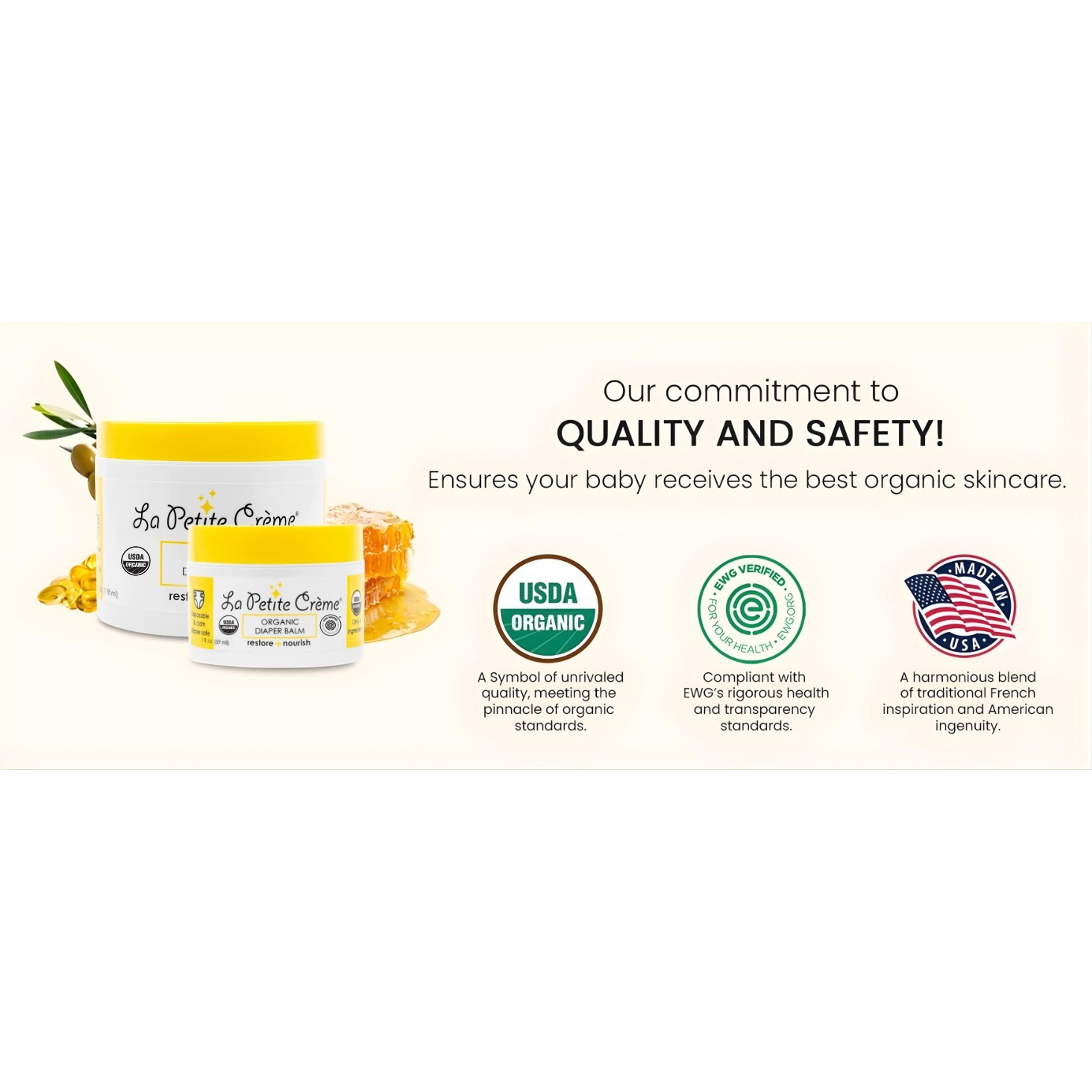 French Organic Diaper Balm (4 oz) - Healing & Nourishing Diaper Cream - Gentle & Safe Liniment Baby Lotion - USDA Certified Organic - Baby Essentials for Newborn(Gift)
