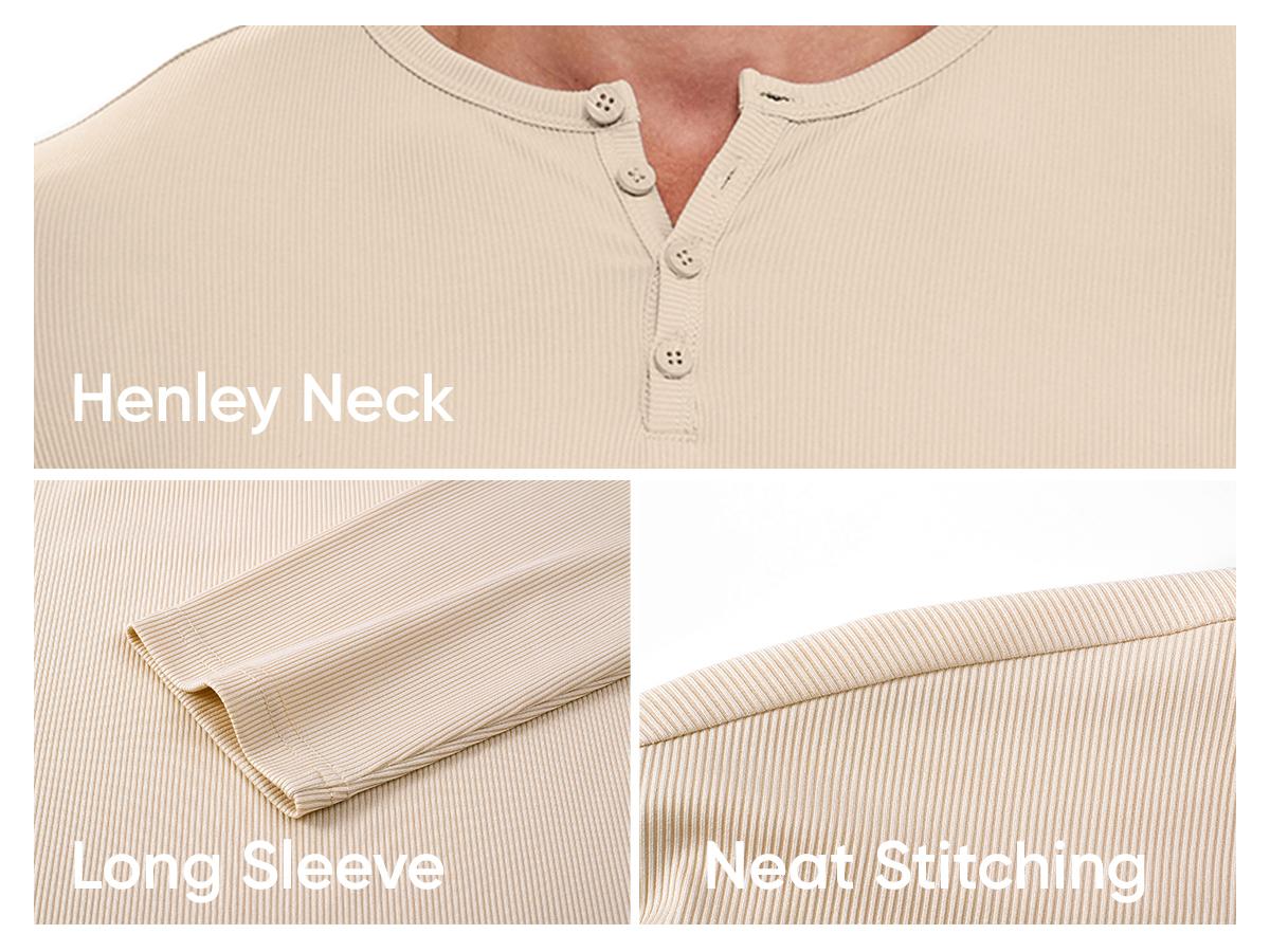 JMIERR Mens 2026 Fall Fashion Casual Henley Shirt Long Sleeve T-Shirt Slim Fitted Shirts Curved Hem for Athletic Gym Workout