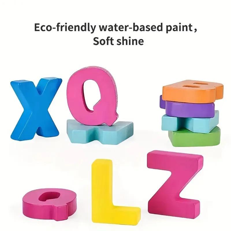 3D Colorful Alphabet and Number Puzzle, Montessori Wooden Educational Toy, Math Shape Recognition Game for Kids, Halloween DIY Gift Idea, Montessori Puzzles Gift