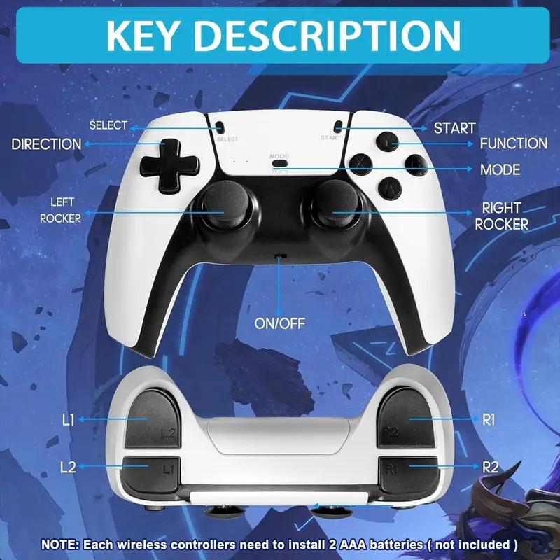 2025 New Video Retro Game Stick Console Controller Plug Play with 20,000+ Games & 26 Emulators, Wireless 26 Controllers, TF Card, HDMI Output, 2Ergonomic Wireless Controllers, Perfect for All Ages, Christmas gift Birthday Gift New Year gift