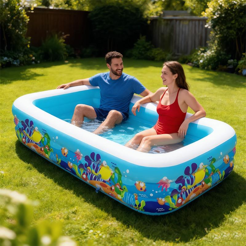 Large Inflatable Pool, Yard Relaxation Water Pool, Thickened Air Cushion Structure, Stable Support, Portable, Quick Inflate & Drain, Portable Swimming Pool
