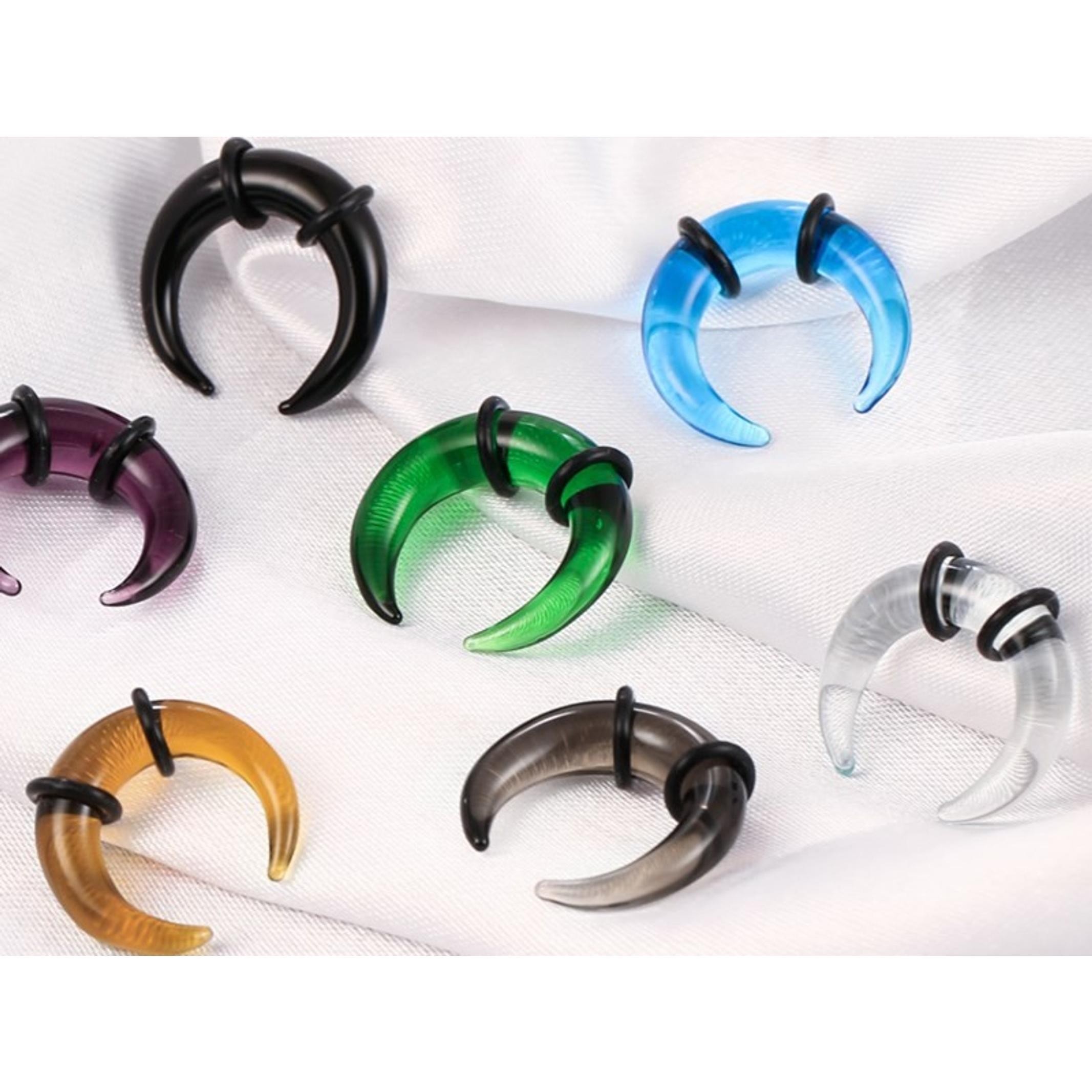 3 PCS 14G-0G Cozy Glass Septum Stretching Kits Pincher Taper with O-Rings Buffalo Septum Retainers Hypoallergenic Fresh Stretch Body Piercing Retainers Ear Hangers