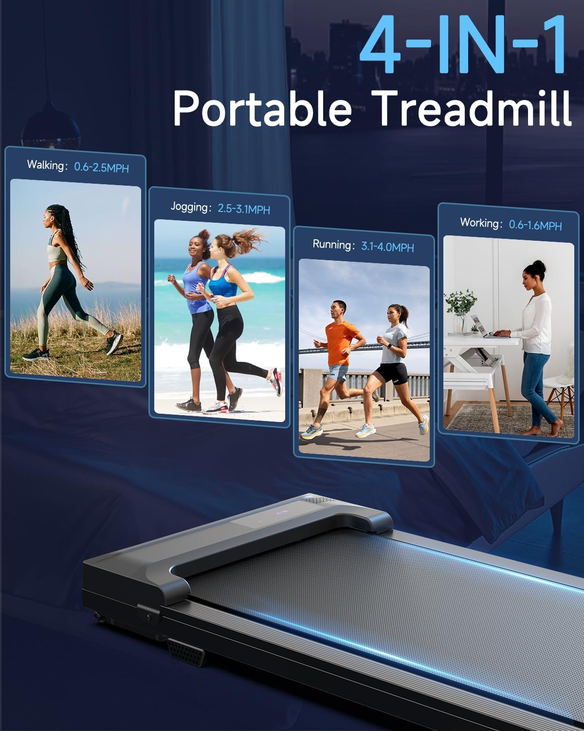 Walking Pad Treadmill for Home - Under Desk Treadmills Portable Mini Compact Walk Running Machine Pads Slim Lightweight Caminadora Eléctrica para Casa Office Small Spaces with Adjustable Speed Remote
