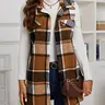 【Black Friday】Women's Plaid Print Button Front Vest, Ladies Sleeveless Collared Outerwear for Spring & Fall, Fashion Women's Clothing for Daily Wear