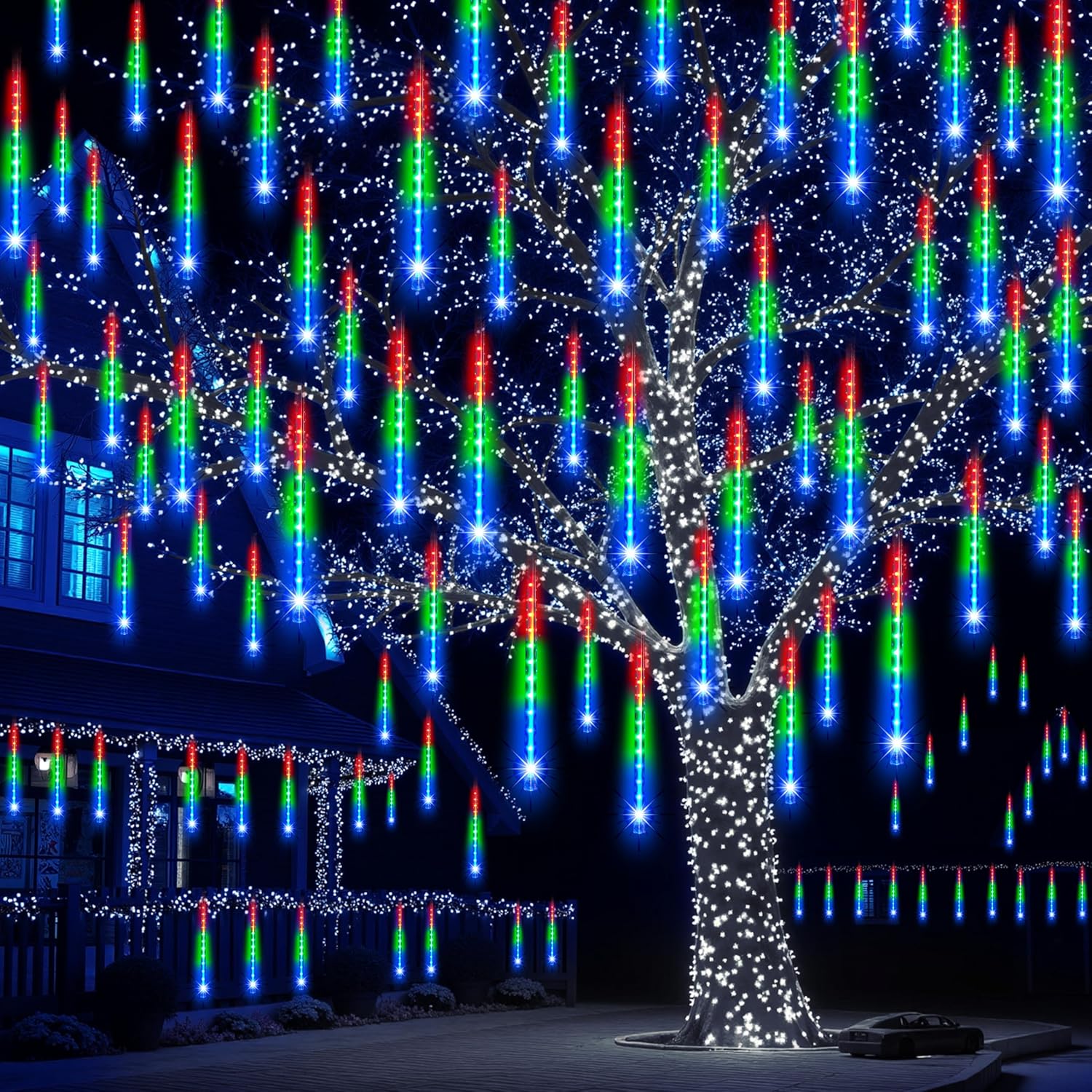 8-Tube LED Meteor Shower Light, Waterproof Waterfall String Lights, Ideal for Festive Parties, Weddings, Garden Decorations