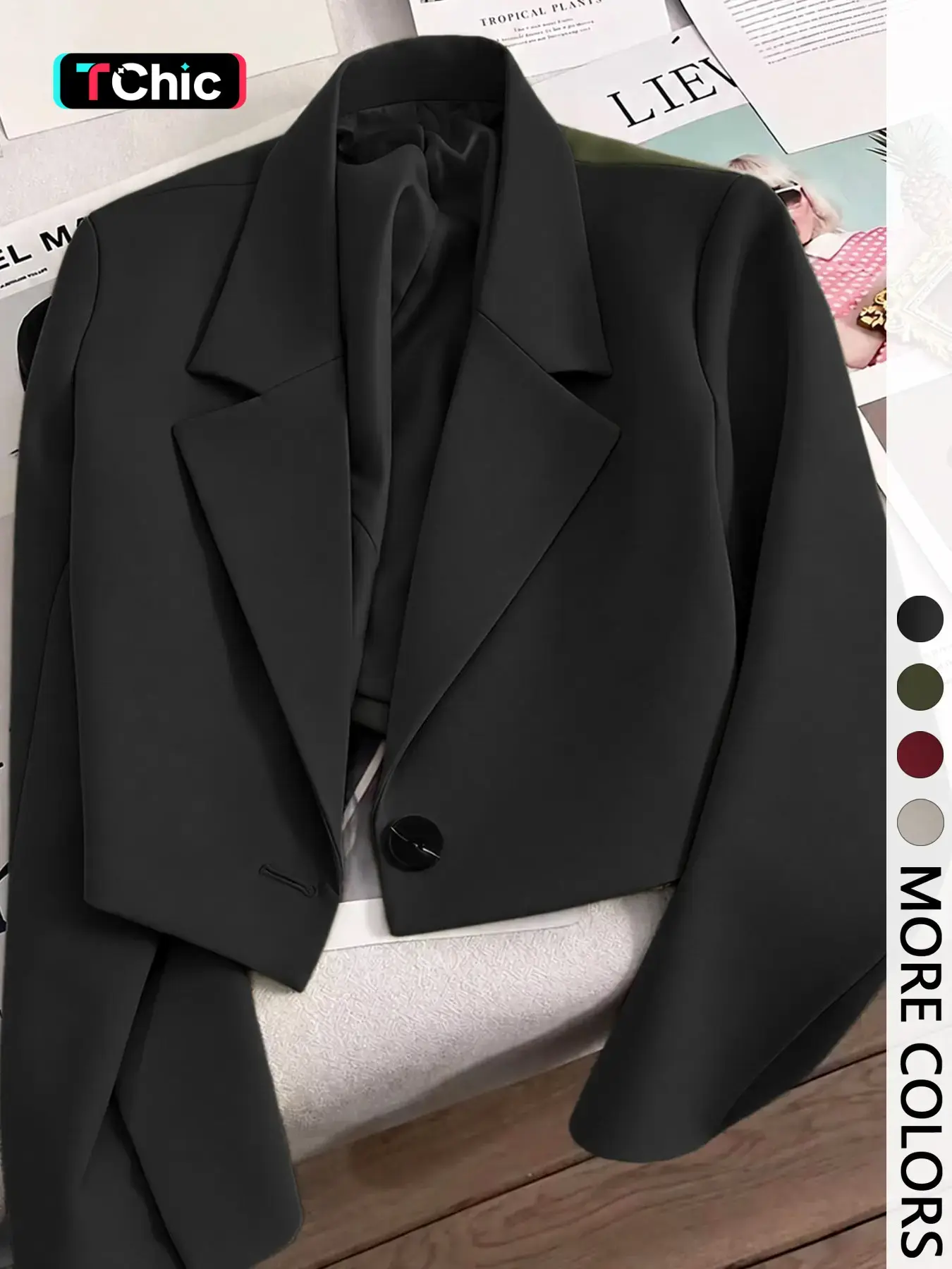 Women's Lapel Long Sleeve Blazer Coat, Short Slim Fit Design, Fall Winter Versatile Outerwear, Daily Commute Casual Essential