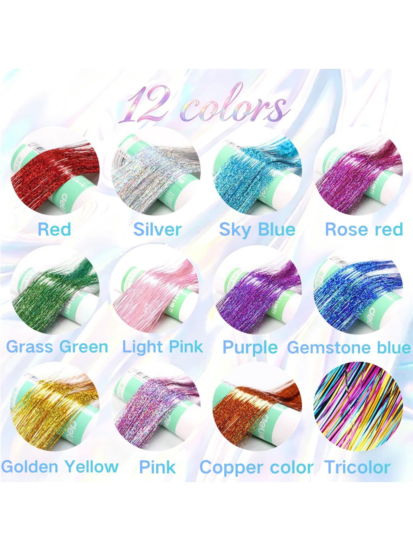 Rainbow Hair Tinsel Pack of 12 Pcs Clip in Hair Tinsel 20 Inch Glitter Tinsel Hair Extensions, Festival Tinsel Fairy Hair Extension Party Dazzle Hair Accessories Strands Kit Clip on Hairpieces Rainbow Hair Tinsel Pack of 12 Pcs Clip in Hair Tinsel 20 Inch Glitter Tinsel Hair Extensions, Festival Tinsel Fairy Hair Extension Party Dazzle Hair Accessories Strands Kit Clip on Hairpieces