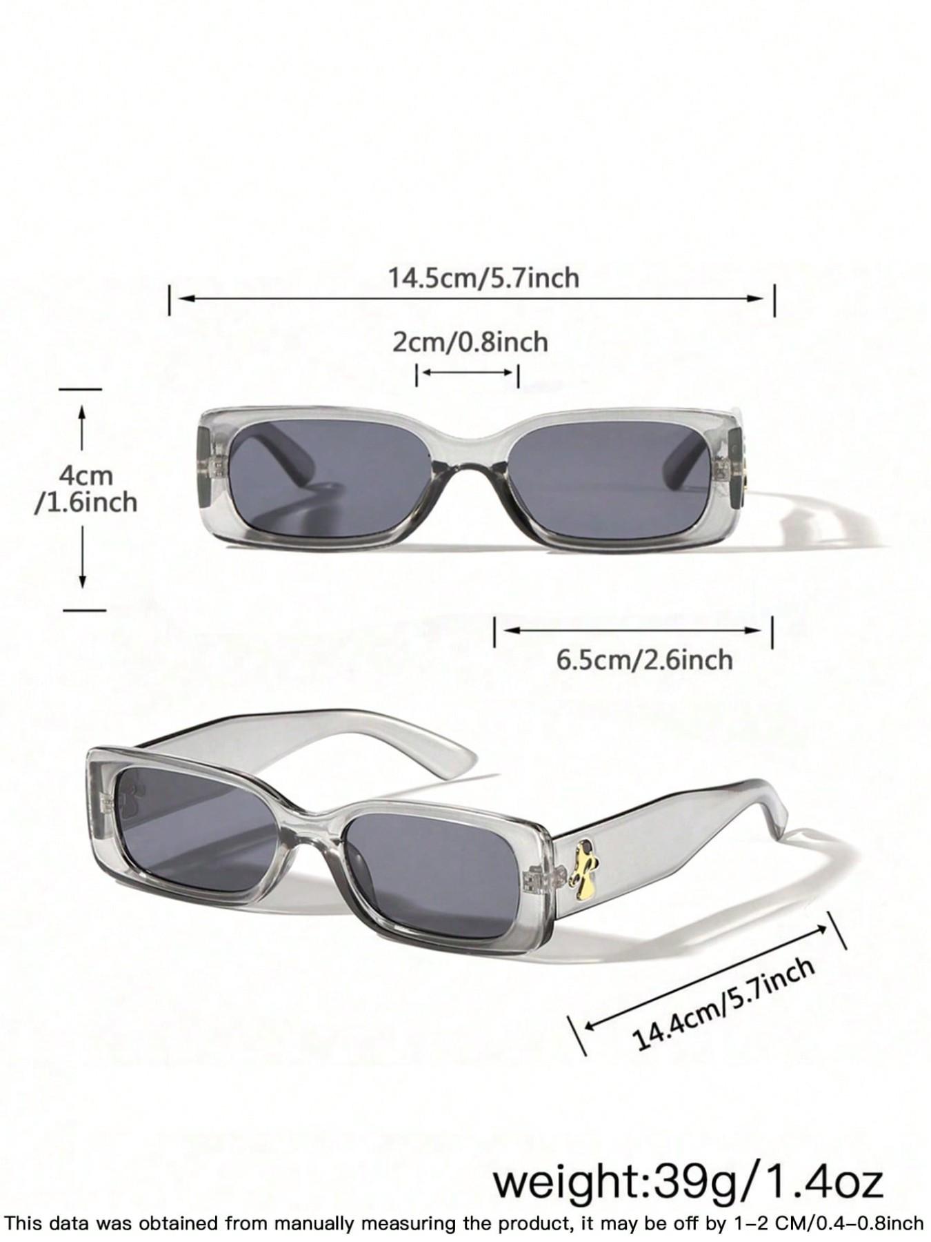 Men's Rectangular Frame Sunglasses, Lightweight Pure Color Frames, Mushroom Decorated Arms, Soft Color Lenses for Daily Commute, Trendy Sunglasses