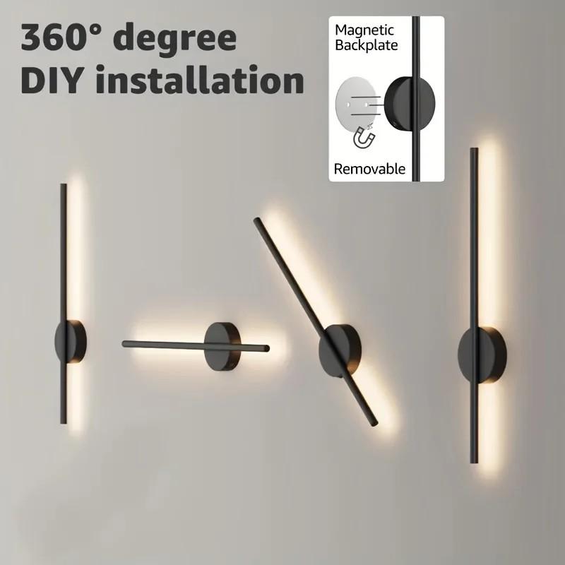 Wireless Charging Wall Lamp Battery Powered Remote Control Dimmable Indoor Decorative Light, Adjustable Brightness LED Nightlight, Dimmable Lighting