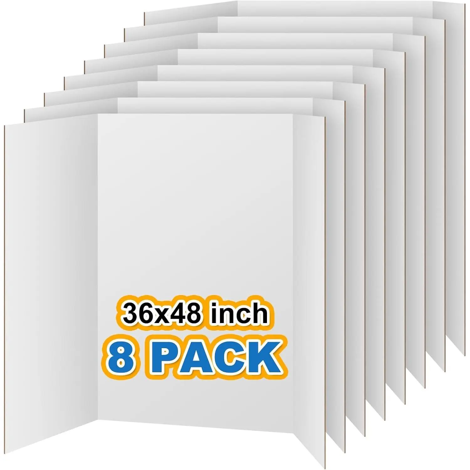 8 PCS 36" x 48" Trifold Poster Board,White Display Tri-fold Cardboard | Large White Tri-fold Poster Board,Thick Corrugated Cardboard for School Projects,Science Fair,Graduation,Photo Exhibitions