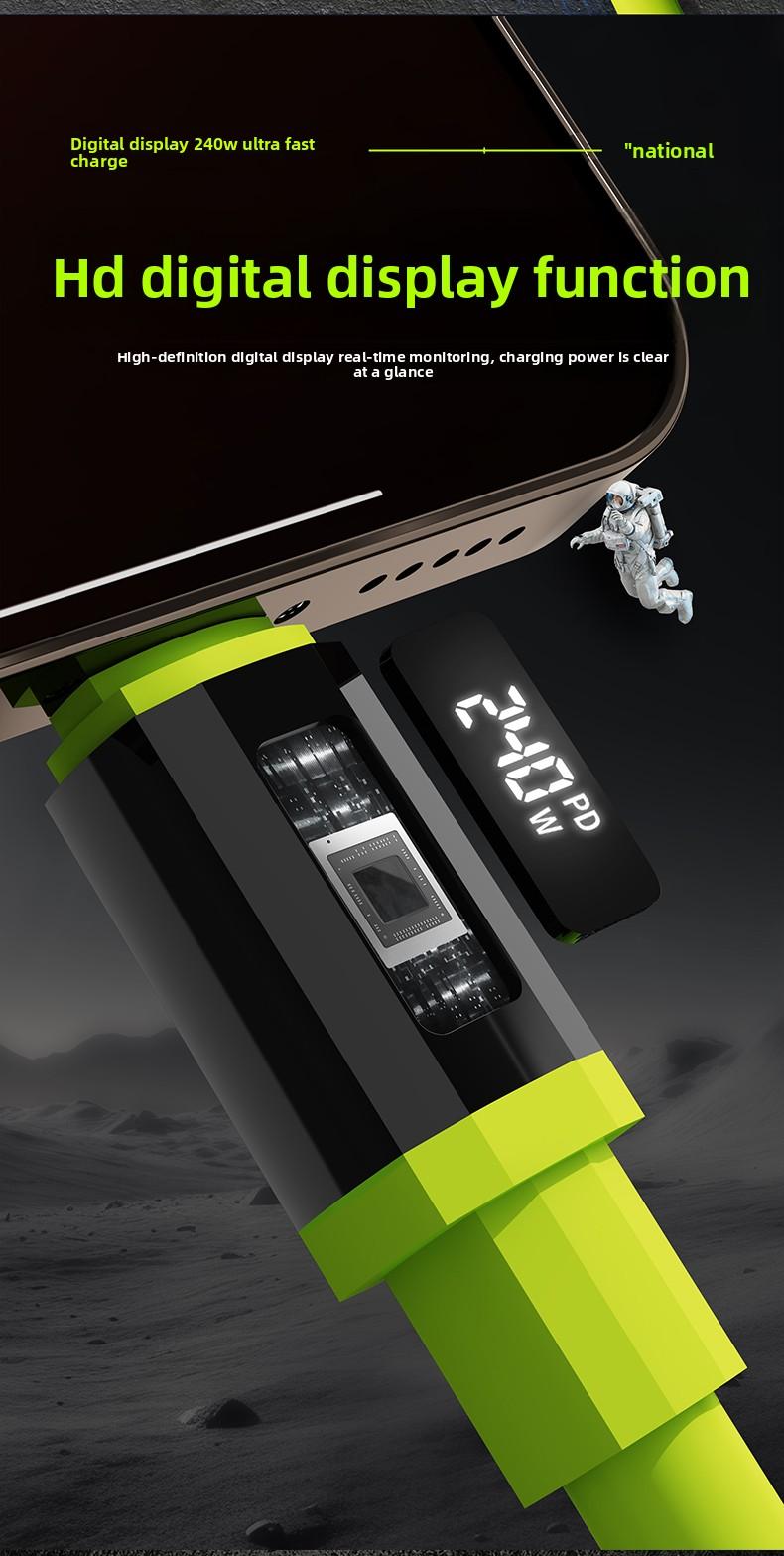 Super soft liquid silicone durable data cable 240W Digital Display Flash Fast Silicone Charging Cable 4.9ft Type C+Type C Type C+Lightning Data Sync Cable for Phones Tablets and Computers Aluminium Alloy Super soft liquid silicone durable data cable 240W Digital Display Flash Fast Silicone Charging Cable 4.9ft Type C+Type C Type C+Lightning Data Sync Cable for Phones Tablets and Computers Aluminium Alloy