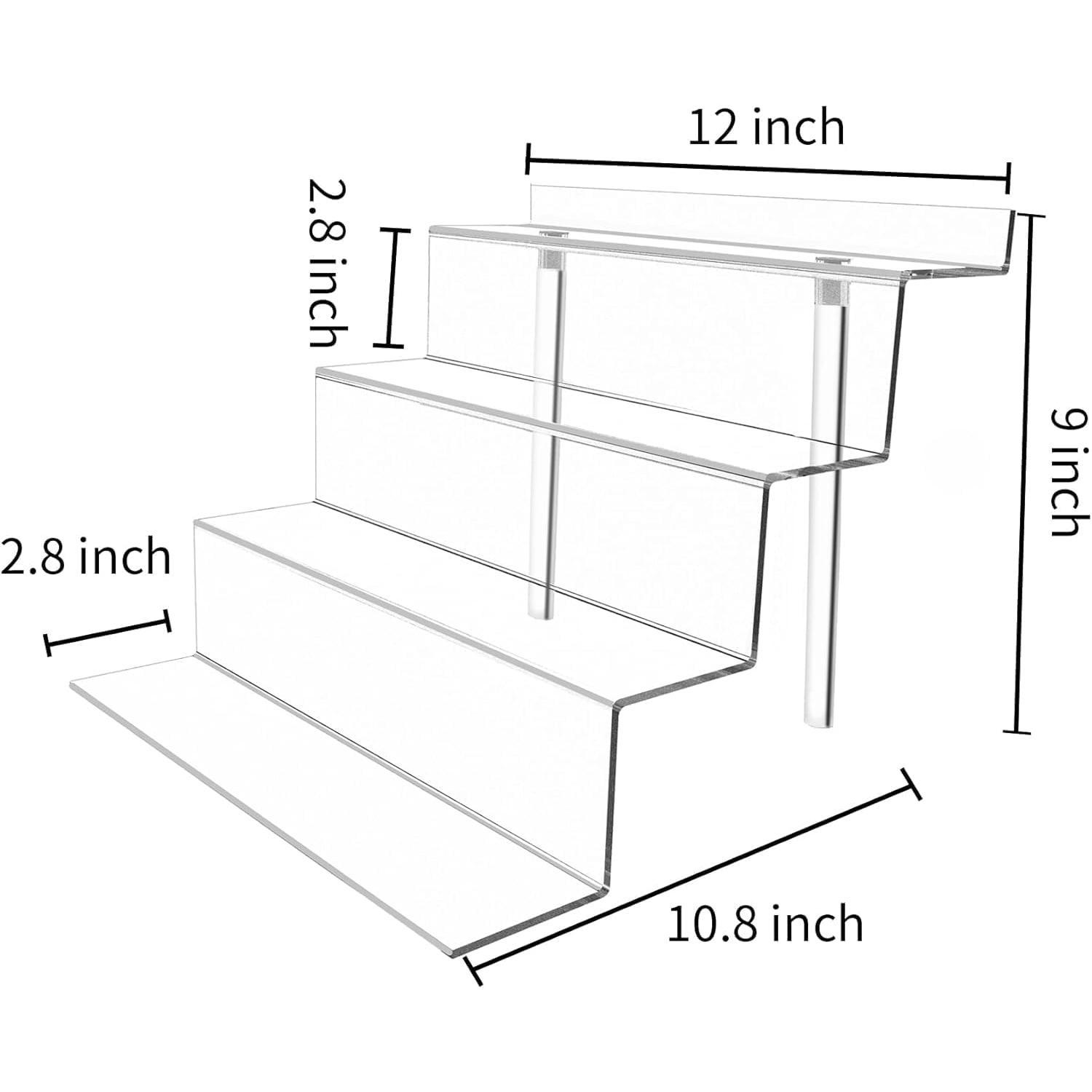 2 Pack 4 Tier  Display Riser, Clear Display Stand for Amiibo  POP Figures and Perfume, Display Riser for Graduation Party, Birthday Party