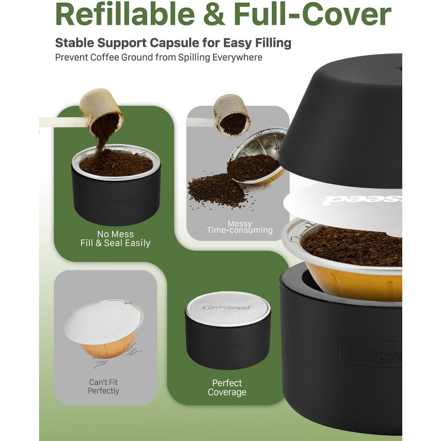 VertuoLine Capsule Kit for  Pods with 50 count  Foil Seals , Refillable Coffee Pods for VertuoLine to Refill Pods