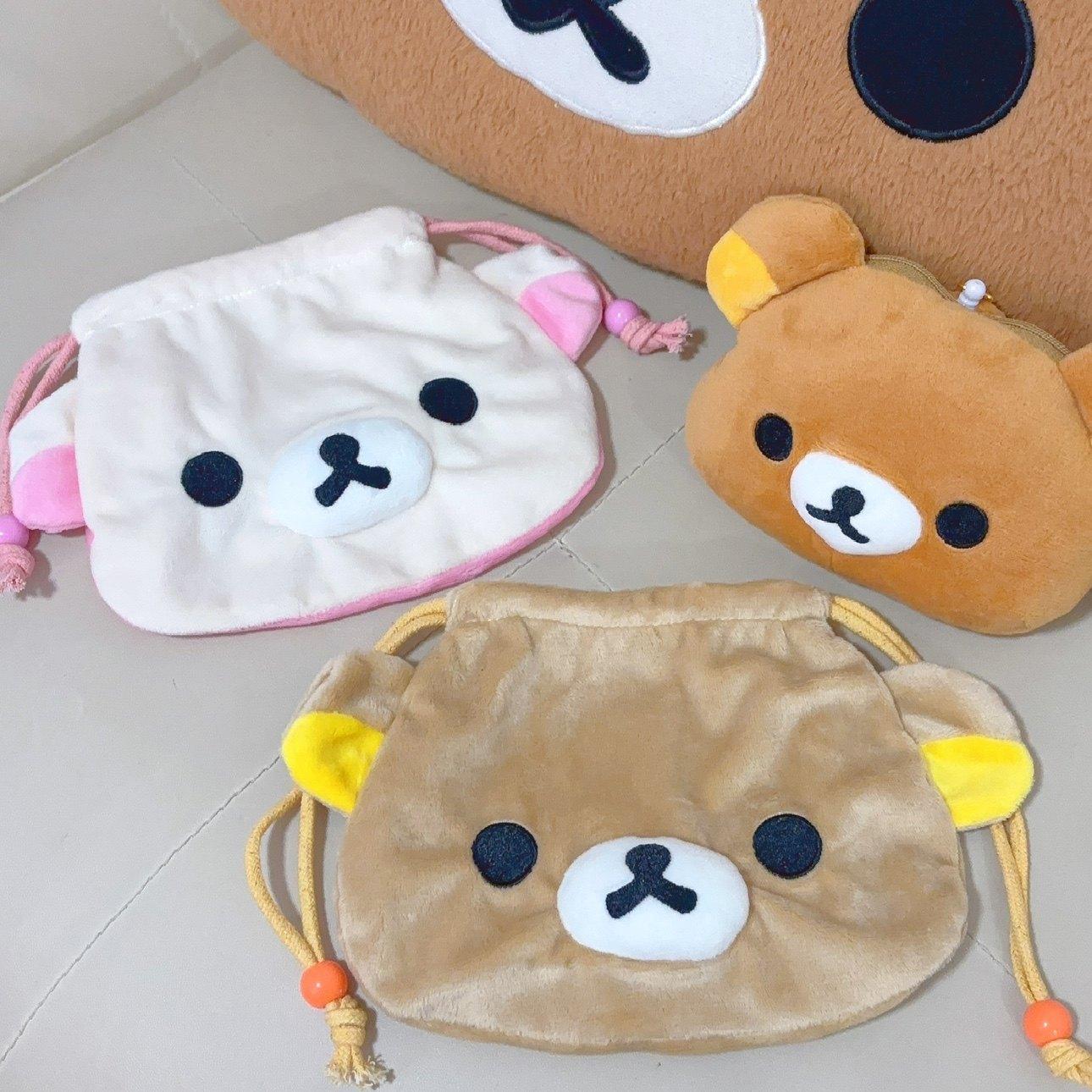 Cute and easy bear drawstring storage bag, girl cartoon handbag, portable drawstring camera bag, miscellaneous bag, makeup bag