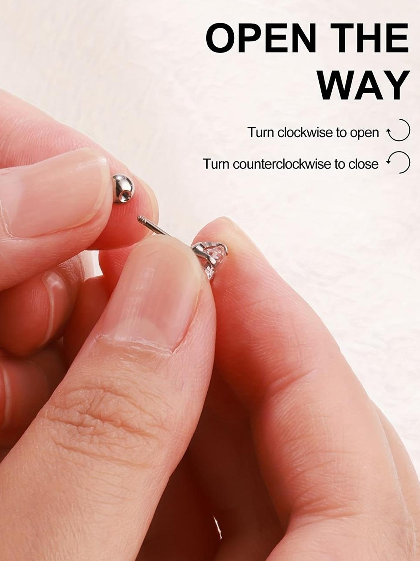 Artificial Zirconia Decorated Earrings Set, Elegant for Women & Girls, Stainless Steel Inlaid Artificial Zirconia Ear Studs, Stud Earrings Jewelry