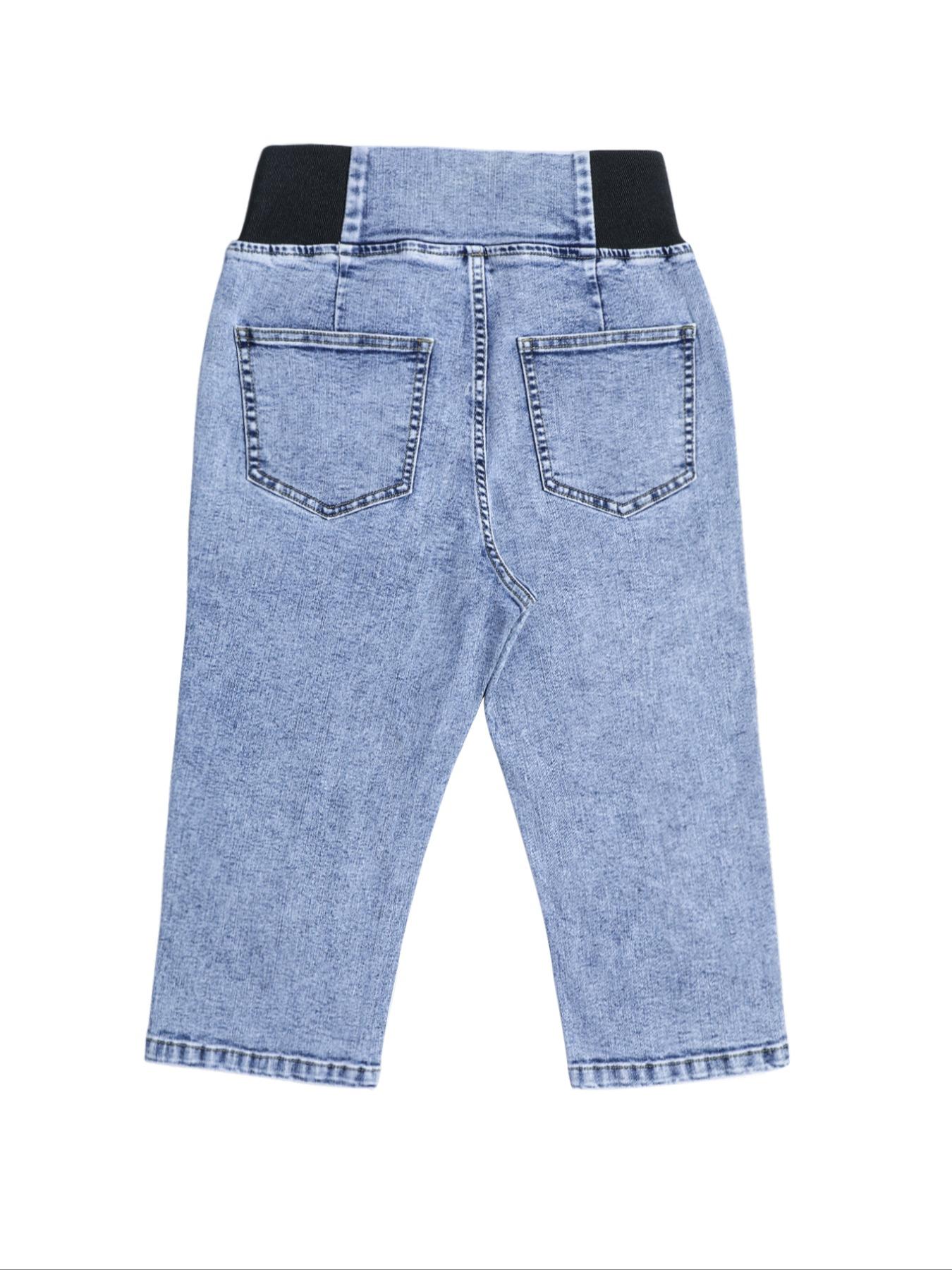 GILIPUR Women's Slim-Fit Solid Color Mid-Rise Stretch Denim Capri Pants, Elastic Waistband Skinny Jeans, Casual Comfortable Pull-On Summer Trousers for Outdoor & Daily Wear