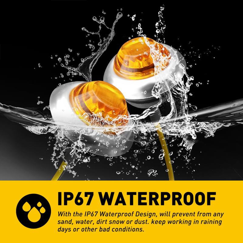20X 3/4" Round Amber LED Side Marker Light With Stailness Base for Truck Trailer