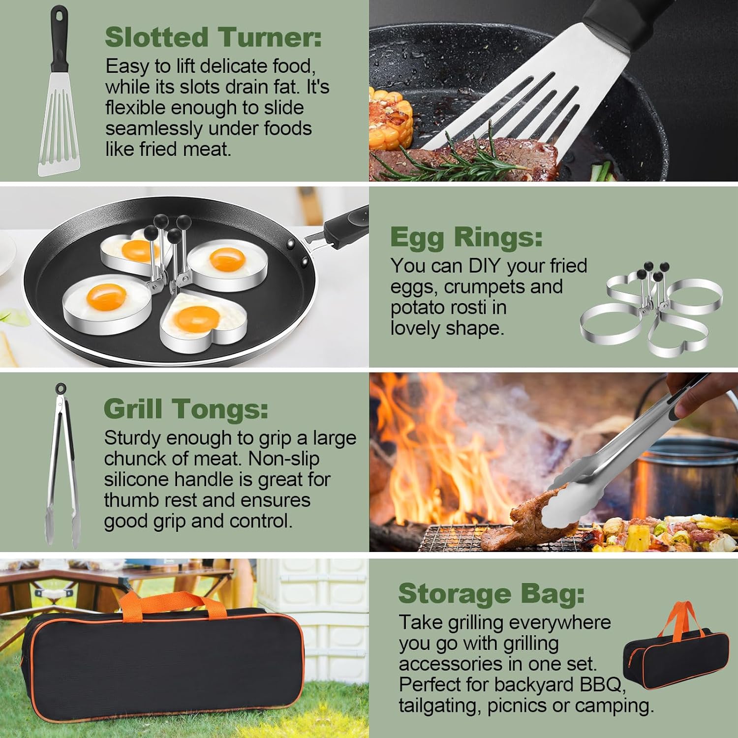 33PCS Griddle Accessories Kit, Flat Top Grill Accessories Set for Blackstone and Camp Chef, Grill Spatula Set with Enlarged Spatulas, Basting Cover, Scraper for Outdoor BBQ Fathersdaygift Utensils tiktokshopspringglowup Summervibes,summerwins