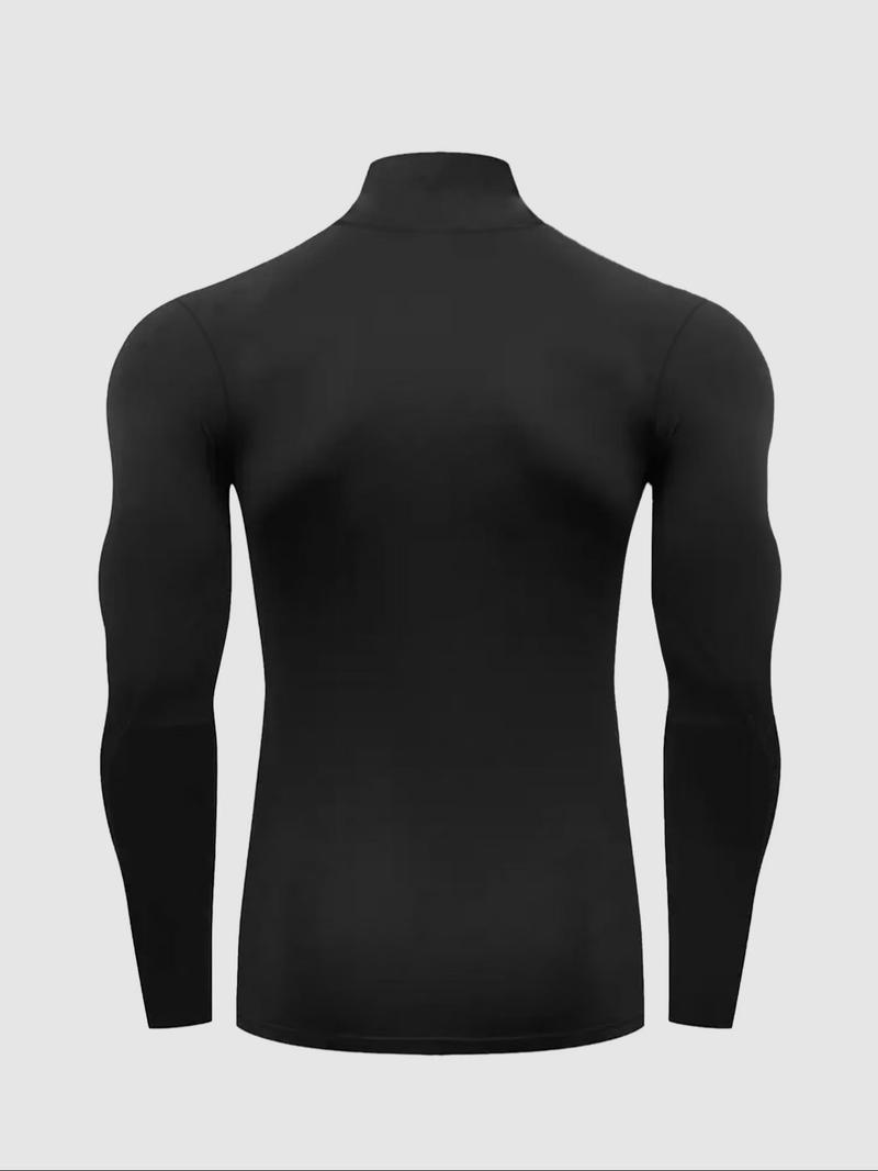 Men's High Neck Warm Long Sleeve T-Shirt + Faux Two-Piece Pants Set, Casual Fashion, Fall & Winter Wear, Comfortable and Stylish