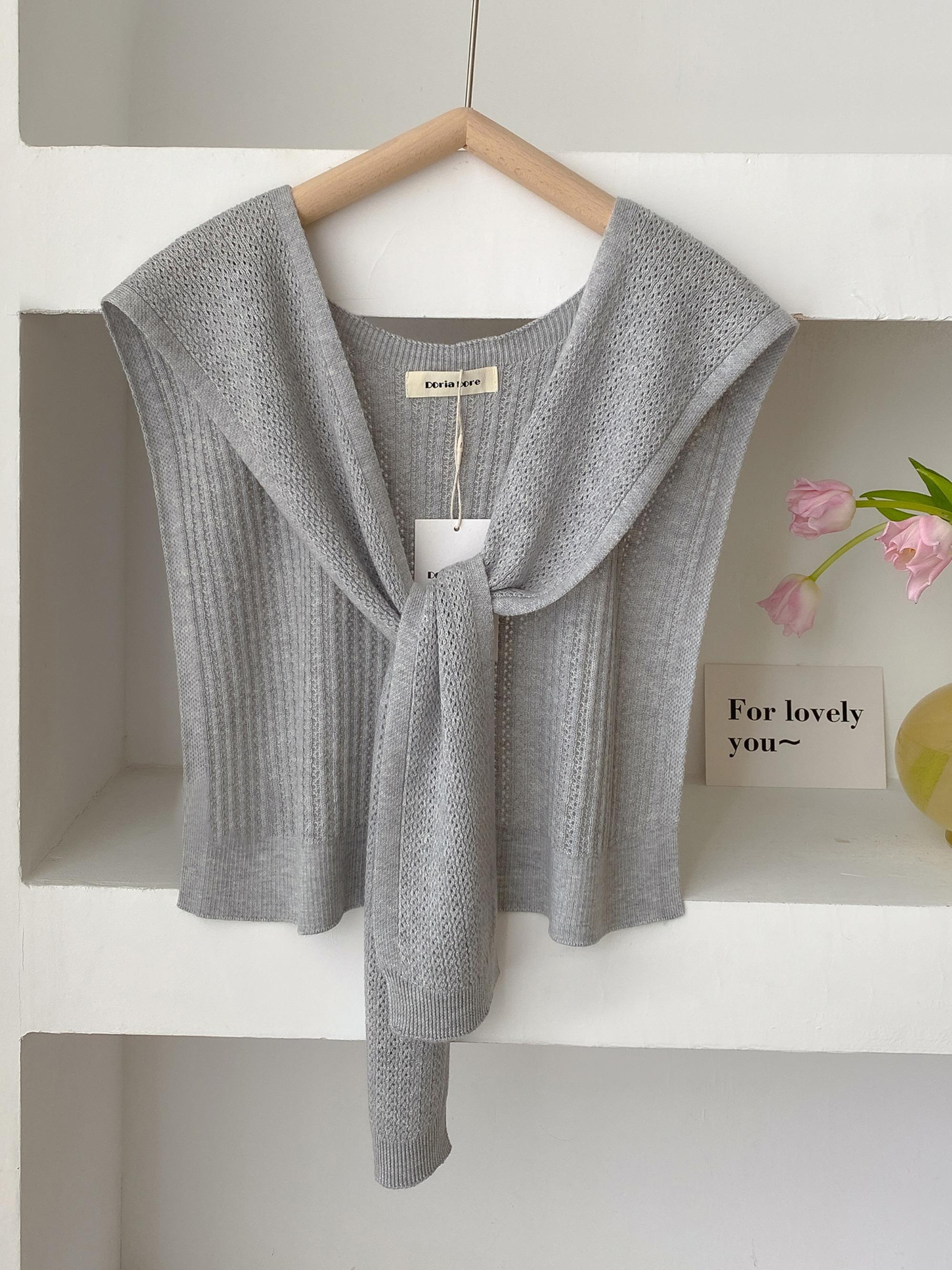 Women's Solid Color Open Front Cape Cloak Sleeve Knit Shawl, Casual Versatile Scarf for All Seasons, Fashion Knitwear Accessories for Women & Girls, Tops, Womenswear