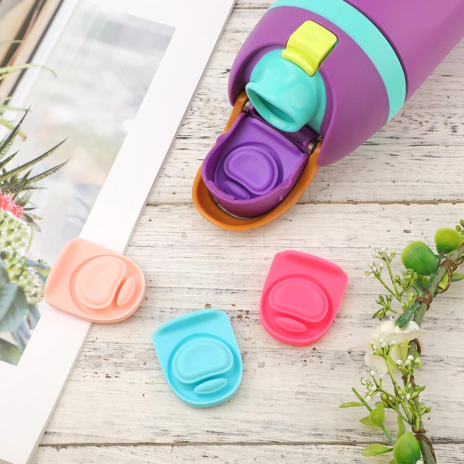 4-Pack Replacement Bottle Stopper, Compatible with 24oz and 32oz Water Bottles, Silicone Seal Rings, Fits 16/19/24/32/40oz Caps