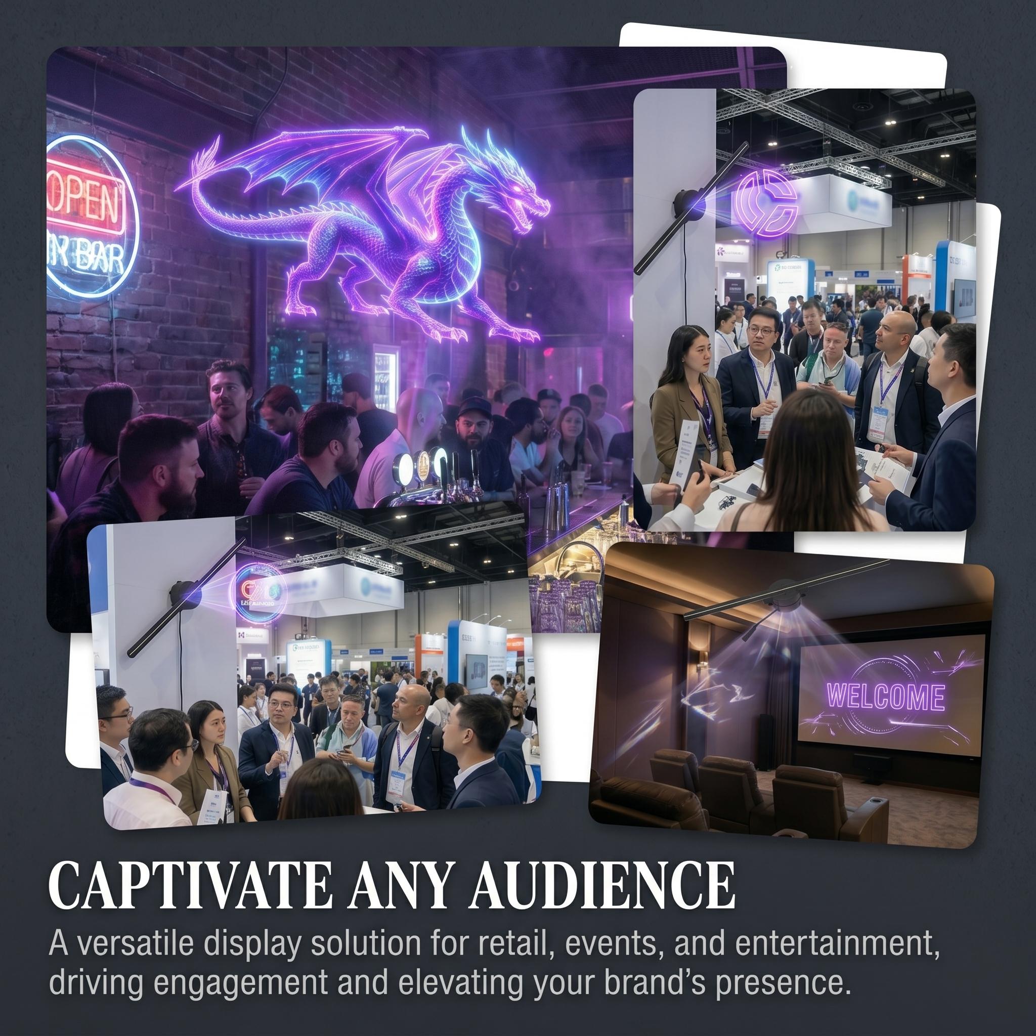 16.5" 3D Hologram Fan Display| WiFi HD LED Advertising Projector 2000*224 with 224 LEDs, Holographic Display Fan for Store, Retail, Shop Signage & Business Promotion