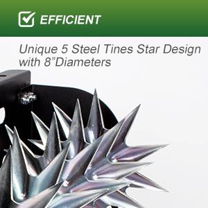 18-Inch Push Spike Aerator, Heavy Duty Rolling Lawn Aerator, Rotary Spike Lawn Aerator, Manual Lawn Aeration Equipment with Steel Handle, Suitable for Lawn, Garden, and Yard Grass Aeration