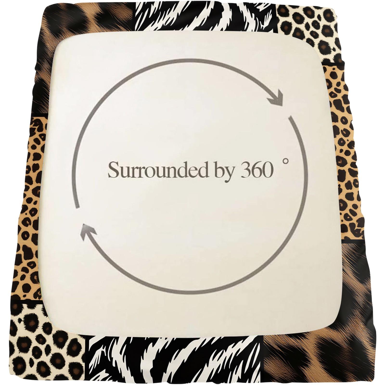 3Pcs Trendy Wild Leopard Zebra Patchwork Letter A-Z Fitted Sheet Set No Fillers, Animal Print Bed Sheet Set, Stylish Modern Bedding Set with Pillowcases, Deep Pocket Bedding for Women Girls Bedroom Decor
