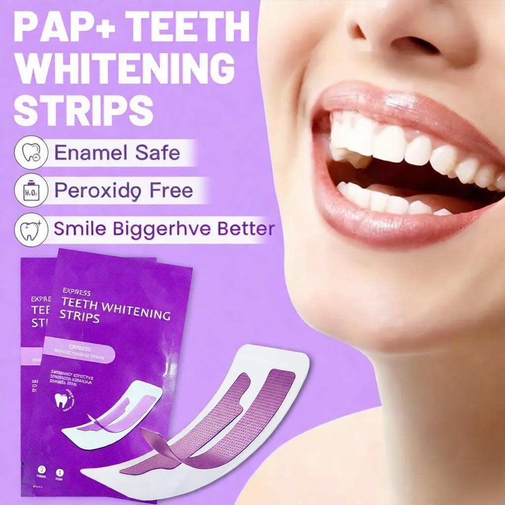 14Pair Pap Whitening Teeth Strips, Deep Cleaning & Fresh Breath, Travel Home Use, Non-Toxic Tooth Strips, Large Box Purple Whitening STRIPS TEETH WHITE PAP STRIPS