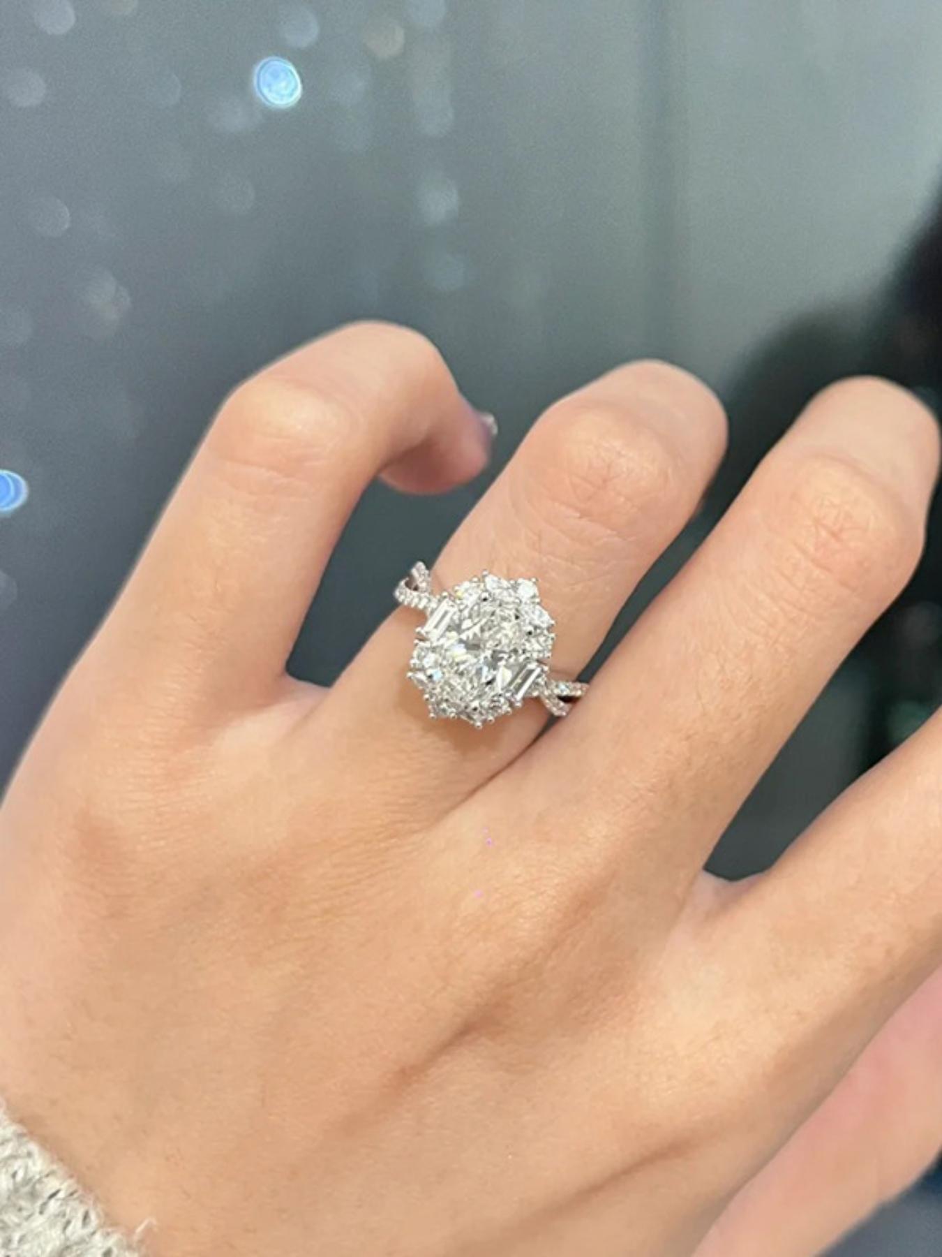 S925 Sterling Silver Elegant Oval Shaped Rhinestone Ring, Fashion Promise Ring for Women & Girls, Trendy All-match & Exquisite Clean Girl Jewelry for Birthday Gift, Solitaire Engagement Ring with Box, Bridal Engagement Ring, Wedding Engagement Ring