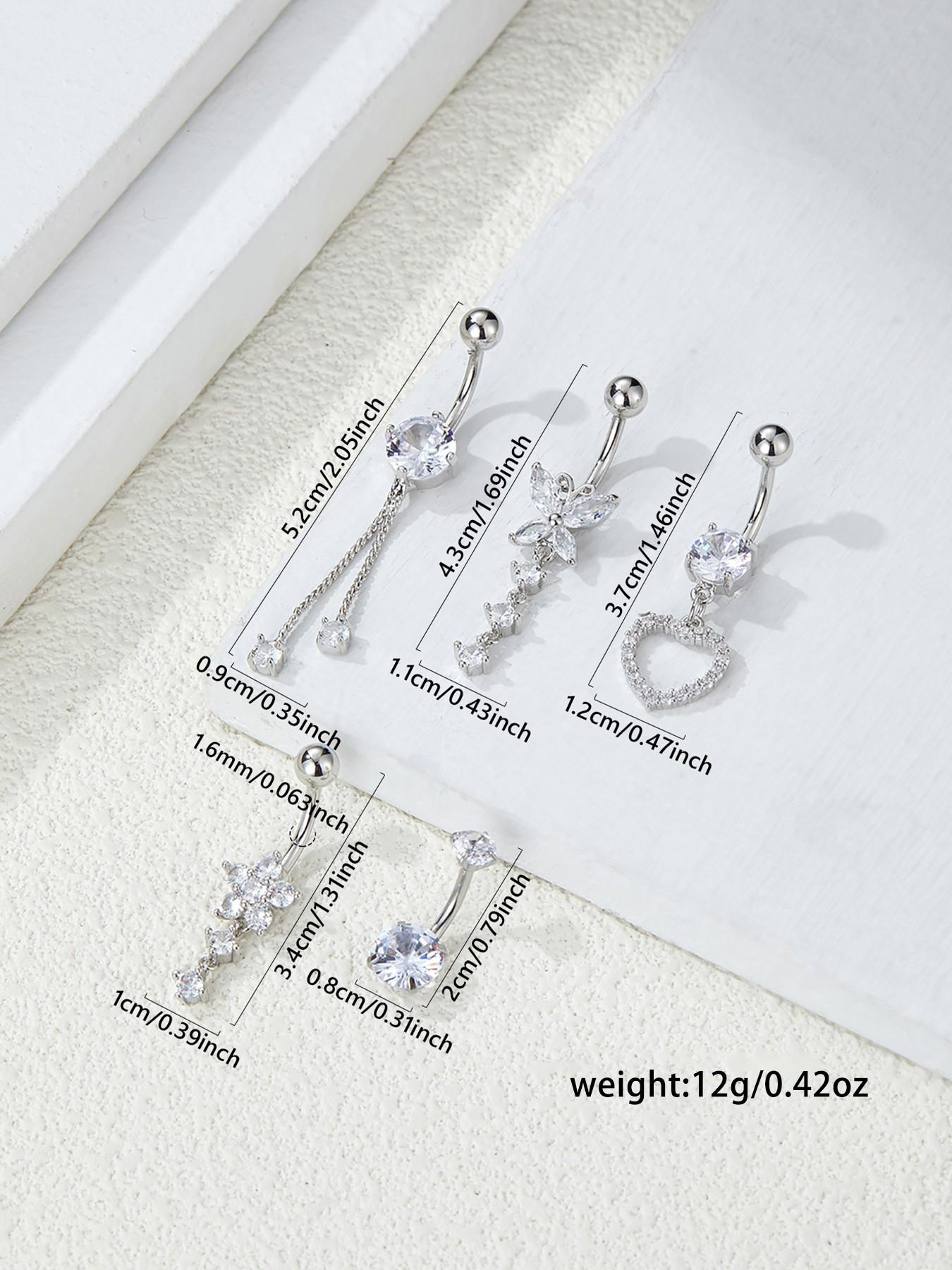 Women's Belly Ring Set, Butterfly Heart Floral Design, Copper Material, Party Jewelry Accessories, Perfect for Beach Vacation & Weddings