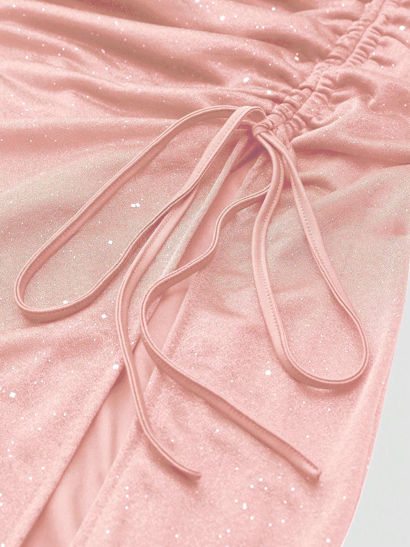 ZAFUL Women’s Sleeveless Glitter Ruched Bodycon Midi Dress with Slit – Sexy Summer Dress for Date or Party with Sparkly Fabric ZAFUL Women’s Sleeveless Glitter Ruched Bodycon Midi Dress with Slit – Sexy Summer Dress for Date or Party with Sparkly Fabric