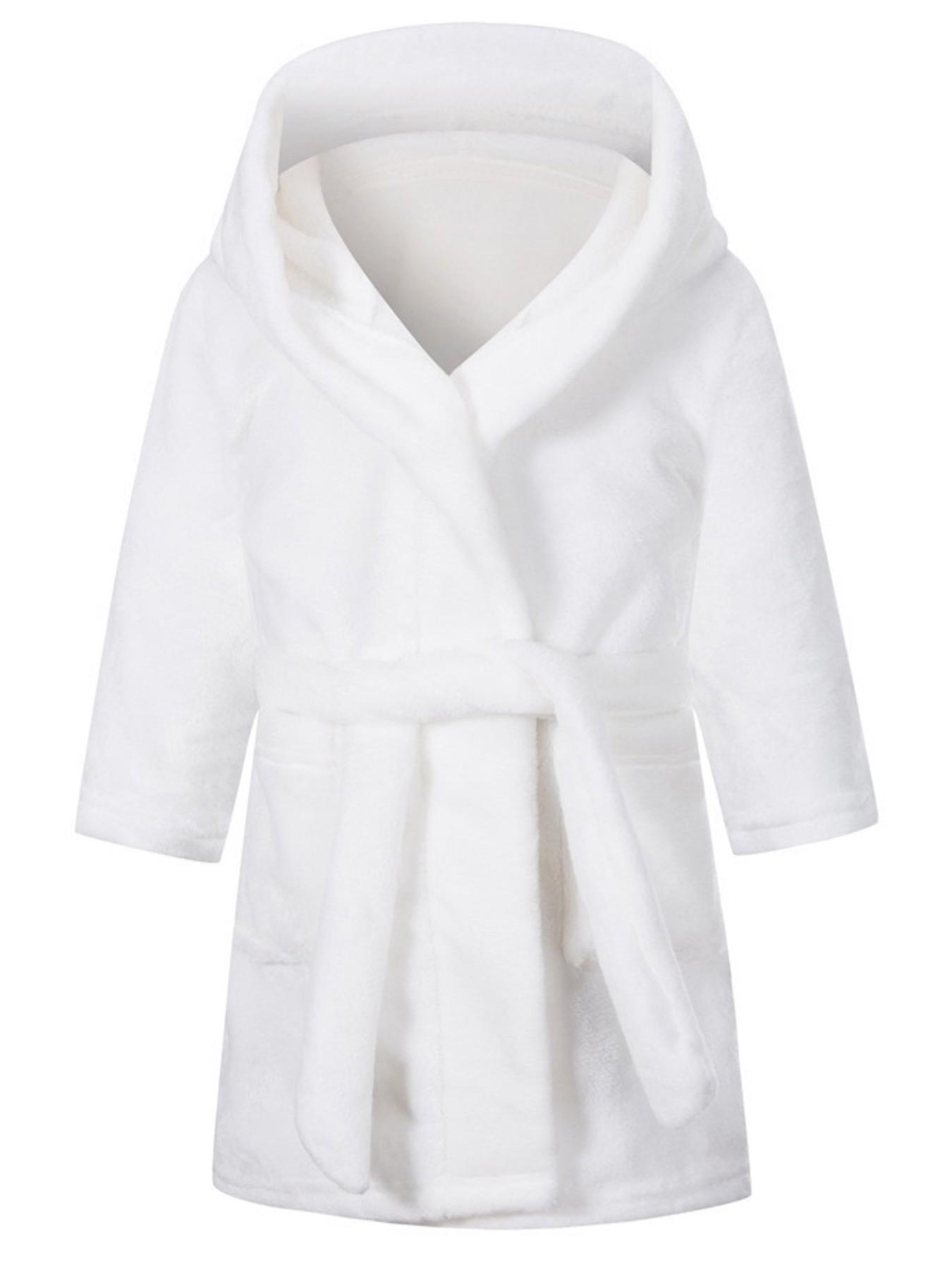 Girls' Winter Hooded Bathrobe, Casual Fashion Pure Flannel Warm Sleepwear, Essential for Home Use After Shower, Kids' Comfortable Robe