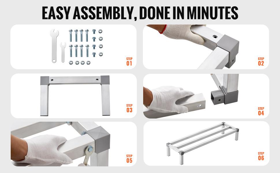 VEVOR Aluminum Dunnage Rack, 48x 14 Commercial Food Floor Rack, 8 Off the Floor, 1000 lbs Capacity All-Welded Aluminum Storage Rack, for Storage in Restaurants, Kitchens, Garages and Vehicles