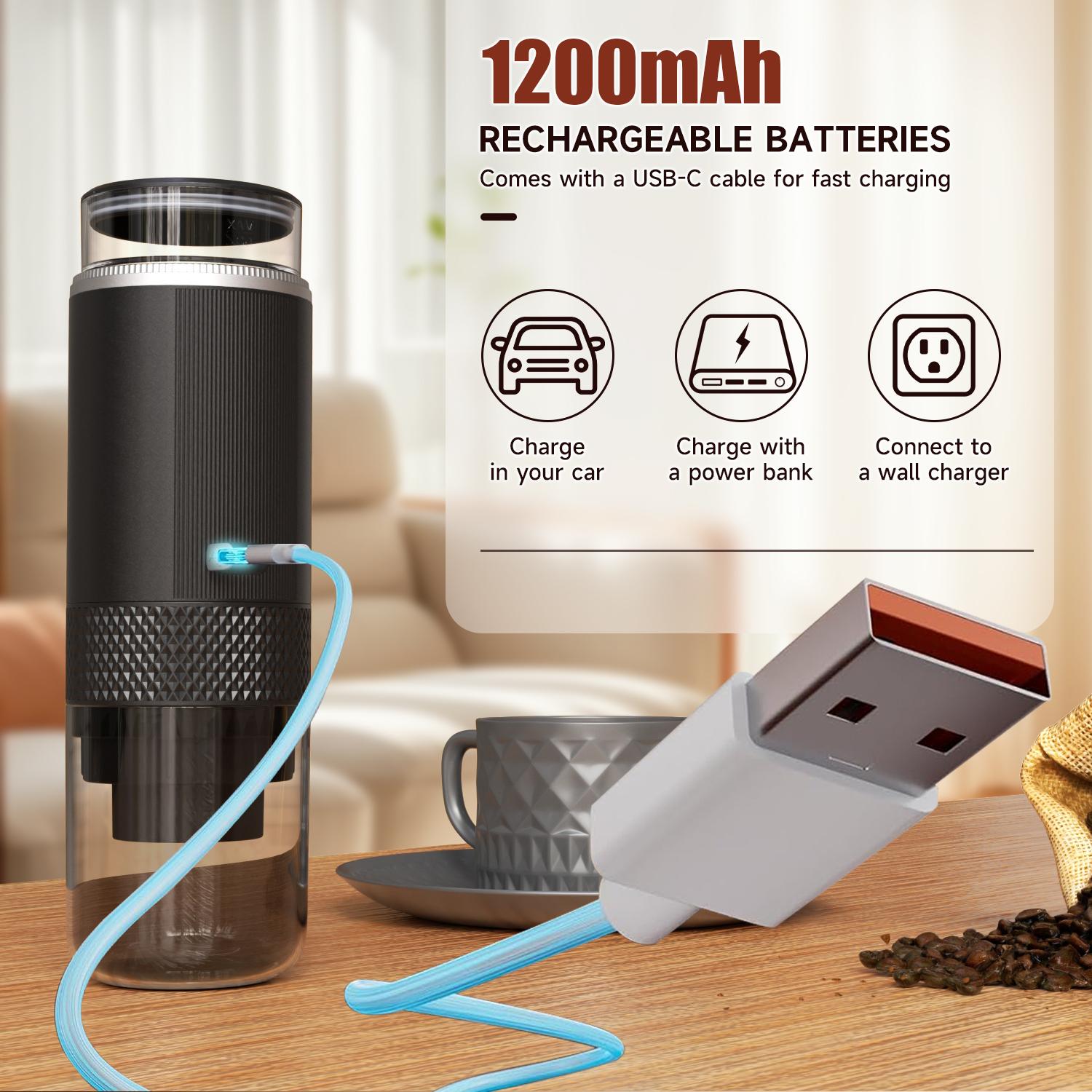 Portable Electric Espresso Machine, Automatic Capsule Coffee Maker, Hot & Cold Brew, Compatible with K-Cups & Grounds, Travel-Friendly Design, Coffee Equipment