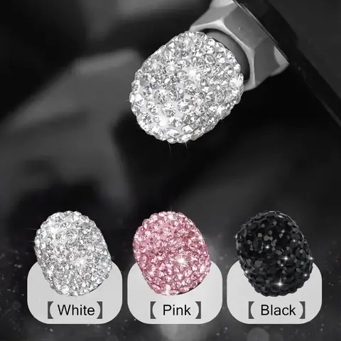 2026 New Fashion 4pcs/Set Synthetic Diamonds Screw-On Car Tire Valve Caps, Dust-Proof Auto & Cars Accessories, Universal Bling Bag Charm with Easy Installation for Motorcycles