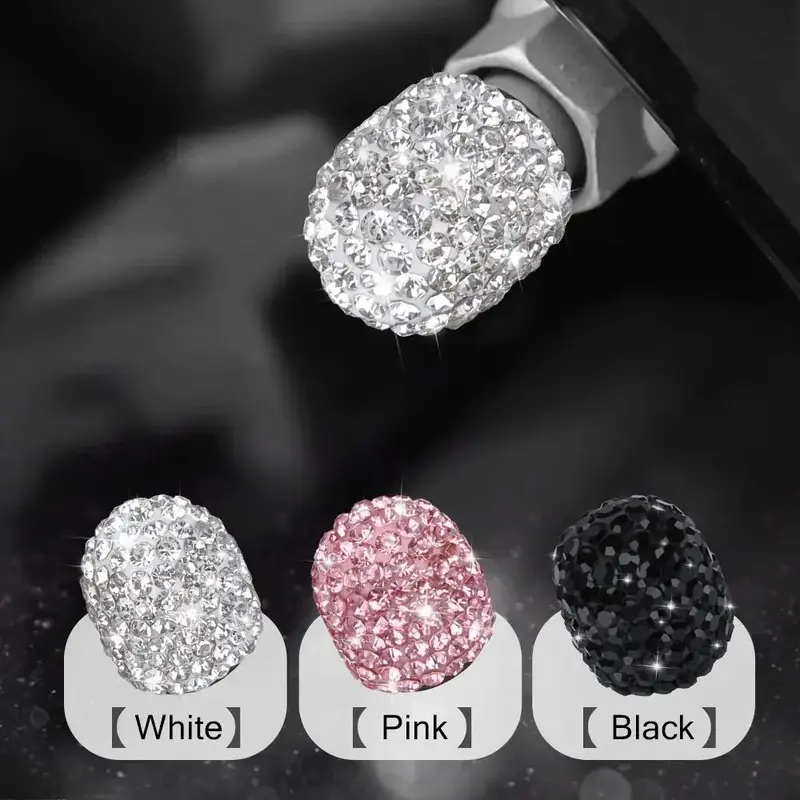 2026 New Fashion 4pcs/Set Synthetic Diamonds Screw-On Car Tire Valve Caps, Dust-Proof Auto & Cars Accessories, Universal Bling Bag Charm with Easy Installation for Motorcycles