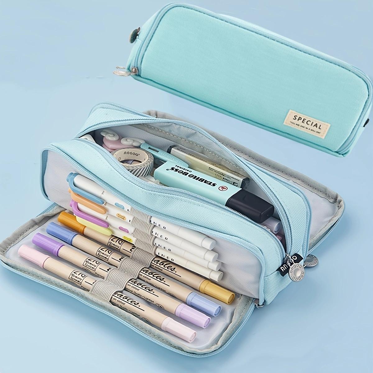 1 expandable pencil case with compartment, large capacity pencil case pencil bag, portable pencil case large school stationery organizer, transparent cosmetic bag, storage bag, suitable for office