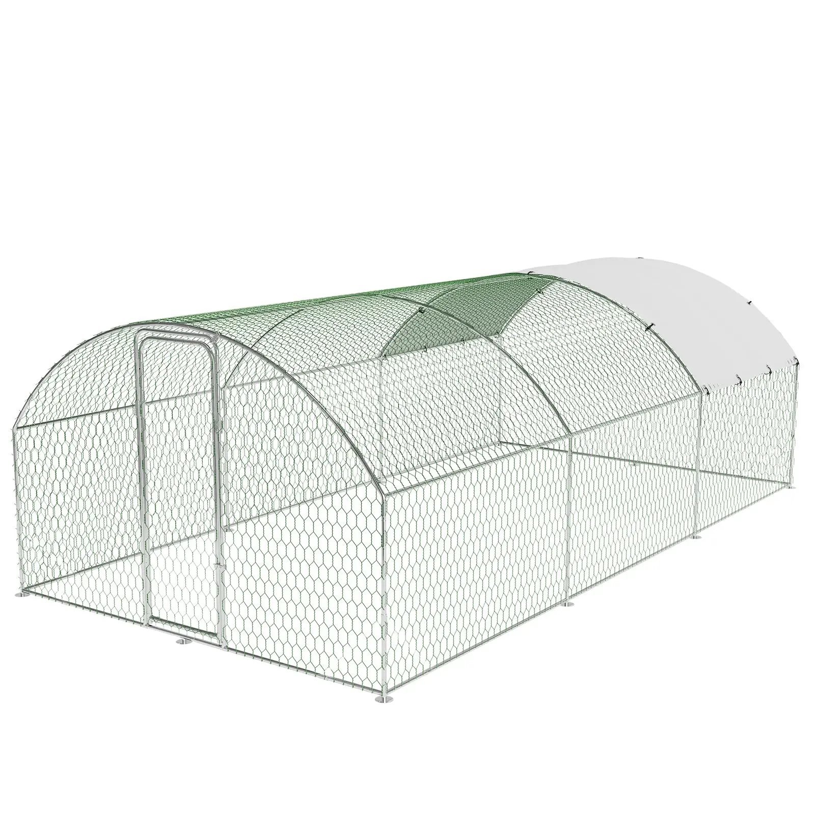 GARVEE Large Metal Chicken Coop, Doom Roof Chicken Run for Yard, Walk-in Poultry Cage with Waterproof and Anti-Uv Cover, Chicken Pen for Outdoor Backyard Farm (9.8x19.7x6.5FT)