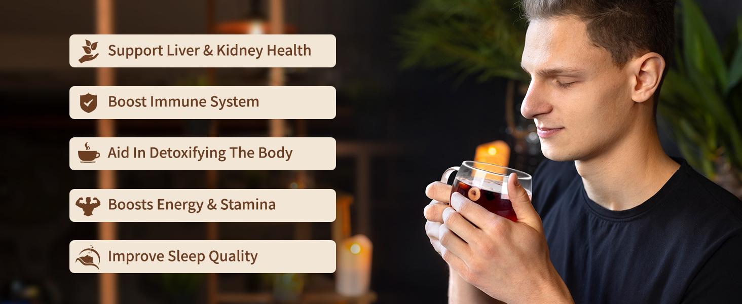 Ginseng Five Treasures Tea Kidney Tea, Ginseng Six TreasureTea, Traditional KidneyTea for Men and Women, Chinese Formula Herbal Tea for Kidney Mulberry Health Tea Organic Gift Ginseng Five Treasures Tea Kidney Tea, Ginseng Six TreasureTea, Traditional KidneyTea for Men and Women, Chinese Formula Herbal Tea for Kidney Mulberry Health Tea Organic Gift