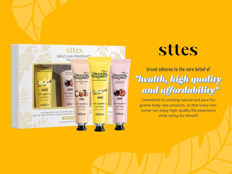 Sttes Fragrance Hand Cream 602#608#701# (3.17 fl.oz / 90g) – Gourmet Fragrance (Caramel Vanilla + Dragon Fruit + Roasted Nuts) Mineral Oil Free |