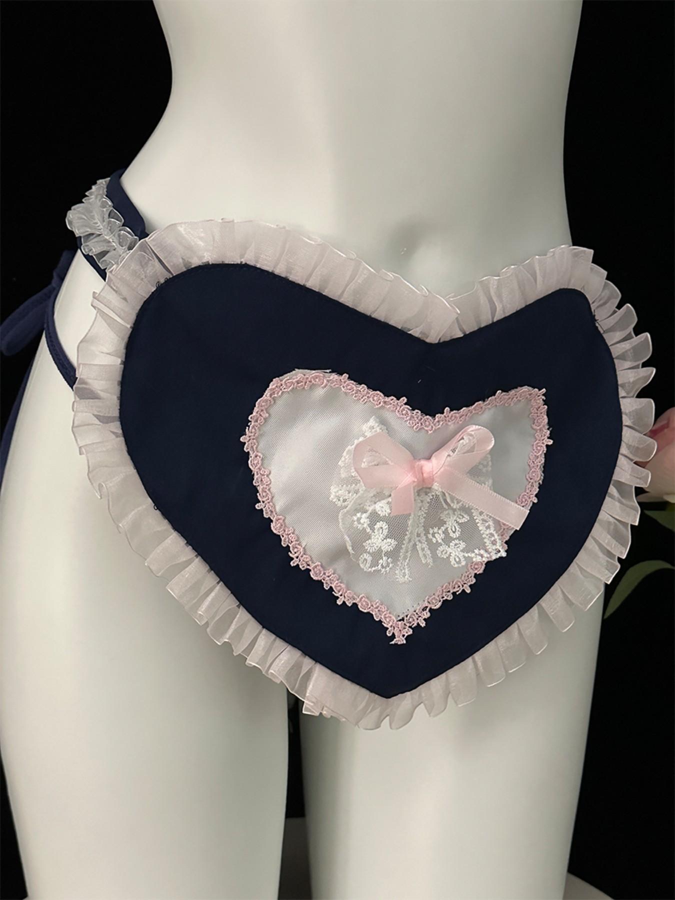 Women's Sexy Underwear Set, Bra, Panties, Apron, Hairband, Sleeve Covers, Neck Ring, Role Play Maid Costume, No Need to Remove Clothing