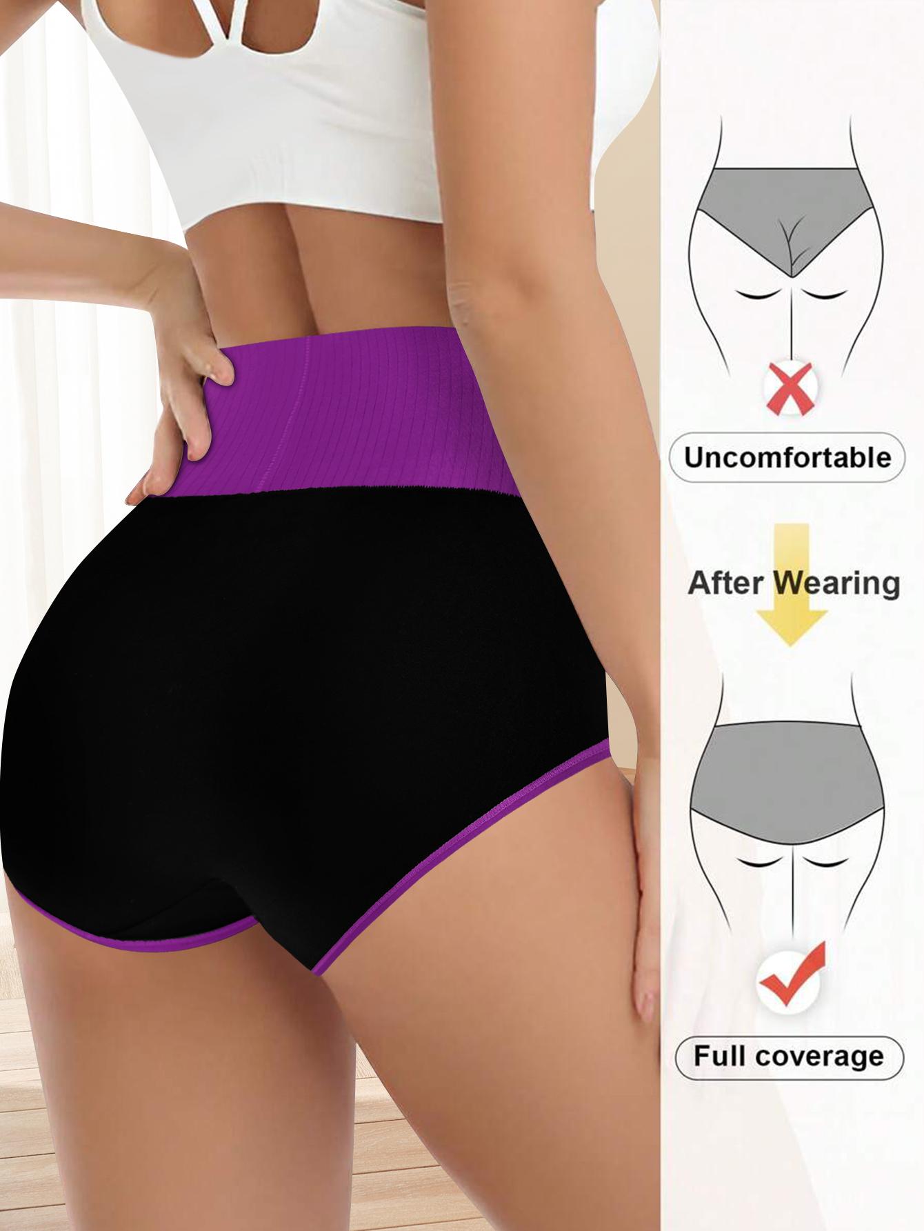 QUASTI 5 Packs High-Wais Tummy Control Briefs for Women,Soft Comfy Breathable Panties for Daily Wear,Contrast Colors High Elasticity Briefs Set,Mixed Colors Coverage Body Shaping Briefs for Womenswear, S-XXL SpringStatements