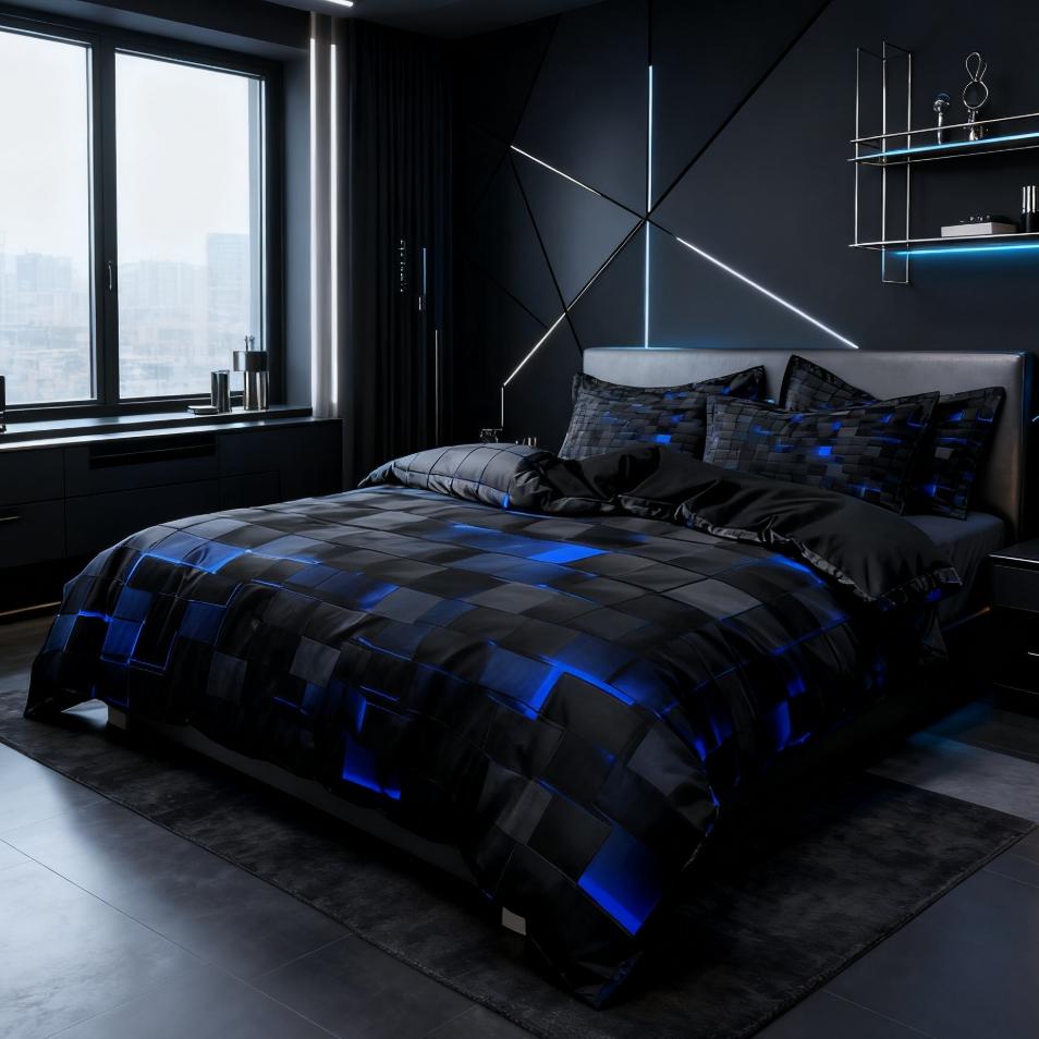 3D Block Theme Reversible Bedding Set, Soft Polyester Duvet Cover and Pillowcase, Bedroom Decoration, Comfortable and Stylish, Modern Bedding Set