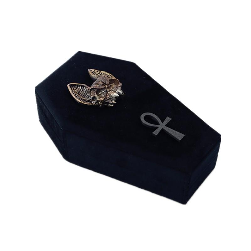 Gothic Vampire Bat Jewelry Coffin Box, Velvet-Lined Rectangular Storage Case, Earring Holders, Vintage Gothic Decor, Travel-Friendly Organizer