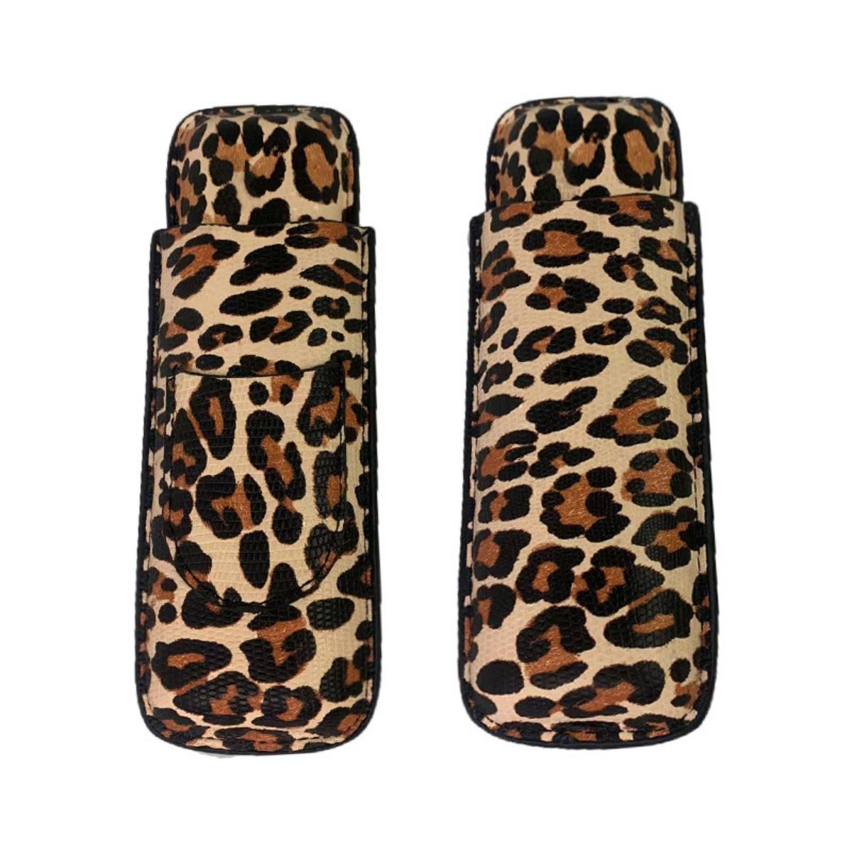 Portable Cigar Case with Knife, Leopard Print Cigar Holder, Moisture Box, Cigar Set Includes Cigar Cutter, Travel-Friendly