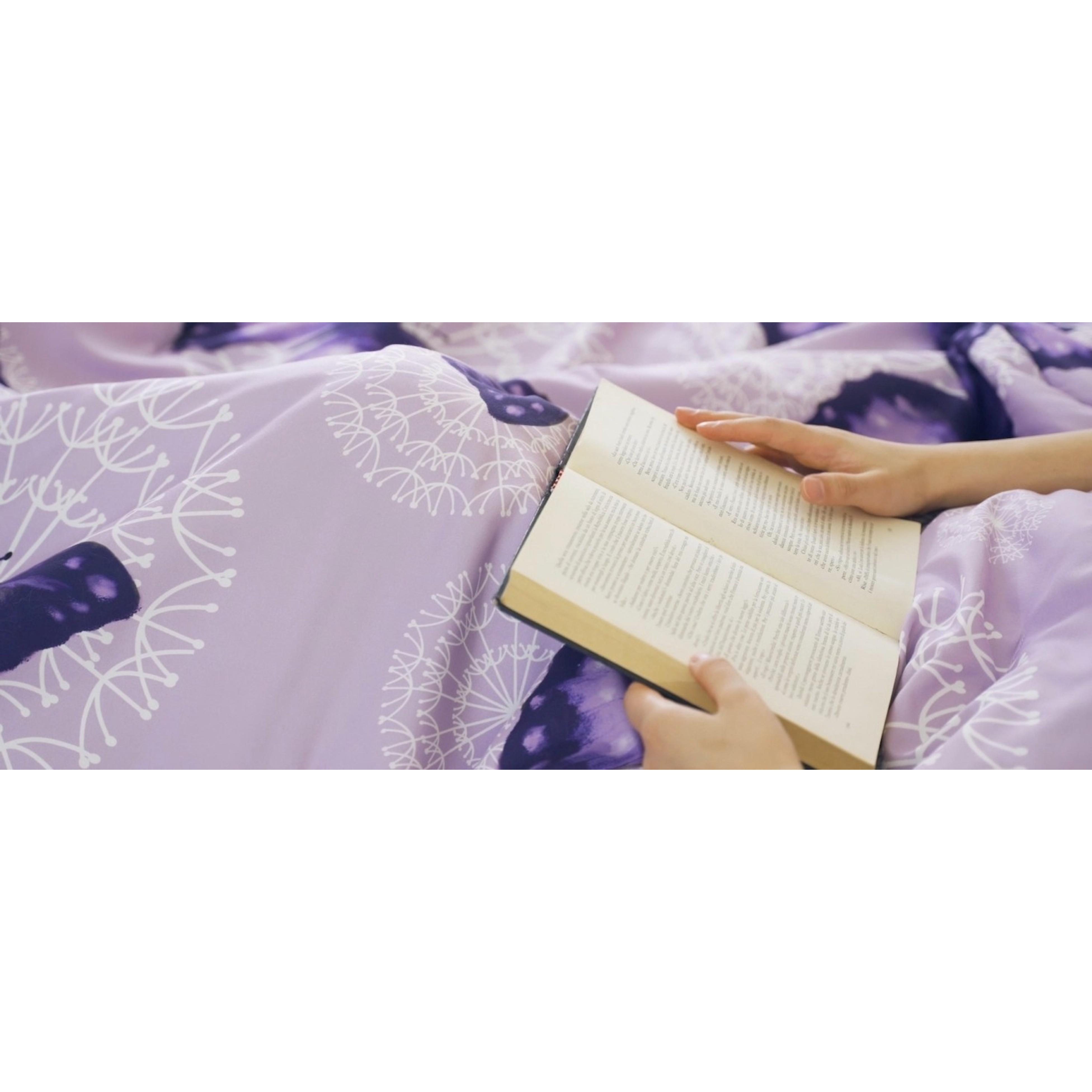 Bed in A Bag Full/Queen Size 8 Pieces, Purple Butterfly All Season Bedding Comforter Bed Set with Pillow Shams, Flat Sheet, Fitted Sheet, Bed Skirt, Pillowcases