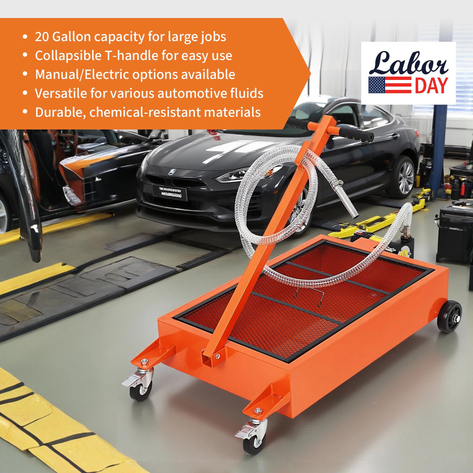 【GARVEE】Oil Drain Pan-20 Gallon and 15 Gallon Low Profile Options with Hand or Electric Pump, Includes 8ft Hose & Folding Handle, Perfect for Efficient Oil Draining in Cars, SUVs, and Trucks. Tools Portable 【GARVEE】Oil Drain Pan-20 Gallon and 15 Gallon Low Profile Options with Hand or Electric Pump, Includes 8ft Hose & Folding Handle, Perfect for Efficient Oil Draining in Cars, SUVs, and Trucks. Tools Portable